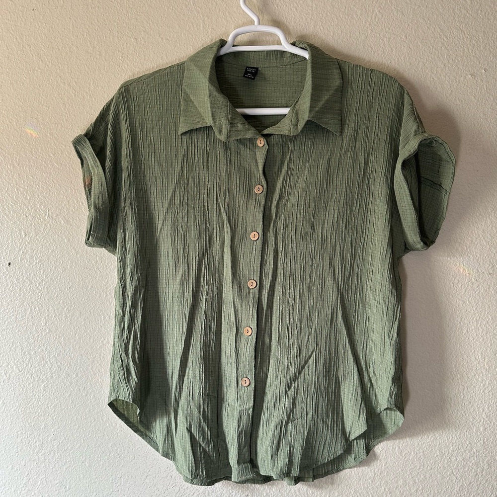 Army green button down